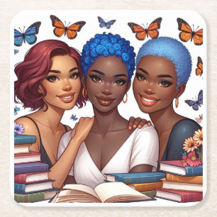 Friendship and Words Square Paper Coaster