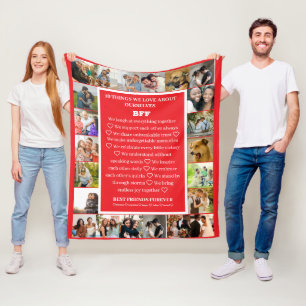 Friendship Appreciation   BFF 22 Photo Collage Fleece Blanket