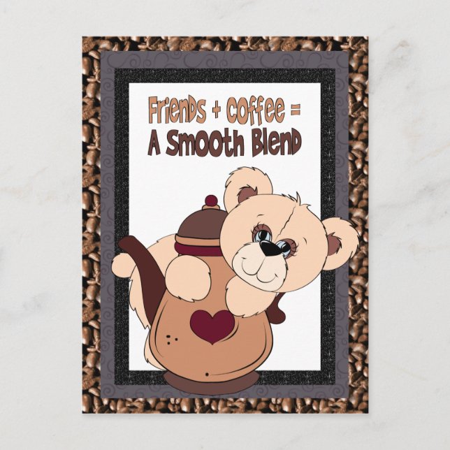 Friendship Bear fun Coffee postcard (Front)