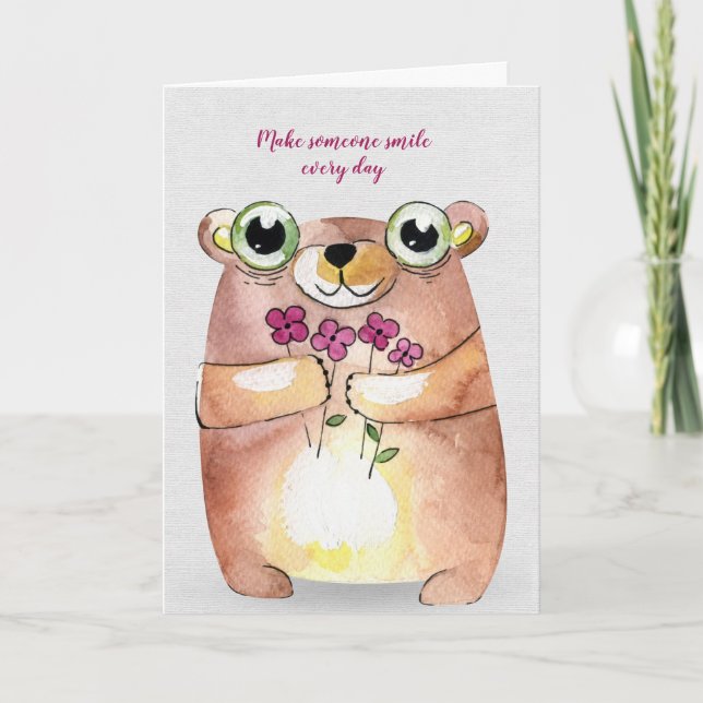friendship bear with flowers card (Front)