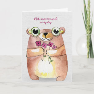 friendship bear with flowers card