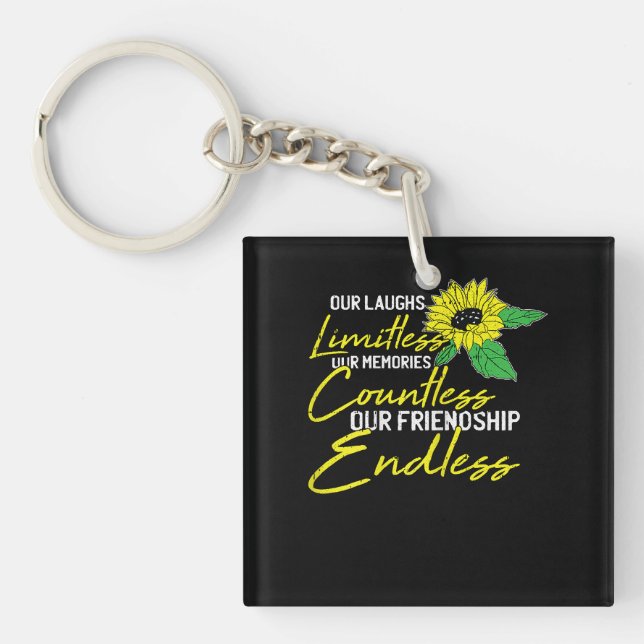 Friendship Best-Friend Cute Sunflower Bestie BFF M Keychain (Front)