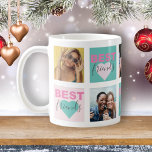 Friendship BFF Photo Collage Heart Coffee Mug<br><div class="desc">Add your favourite best friend images to this unique template. The template is square so great for insta photos and easy to upload. Hearts and 'best friend' text in alternating teal and pink.</div>