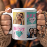 Friendship BFF Photo Collage Heart Coffee Mug<br><div class="desc">Add your favourite best friend photos to this fun and vibrant square template, perfect for Instagram images and easy to upload. Featuring alternating teal and pink heart accents with playful "Best Friend" text, this design creates a cheerful and personalized keepsake. Ideal for celebrating your special bond, it's a thoughtful way...</div>