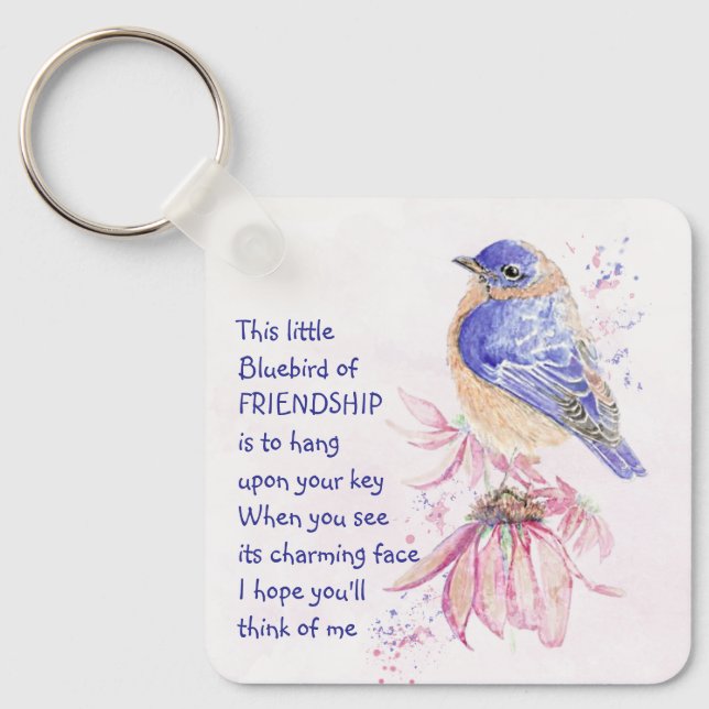 Friendship Bluebird Think of Me Customized Keychain (Front)