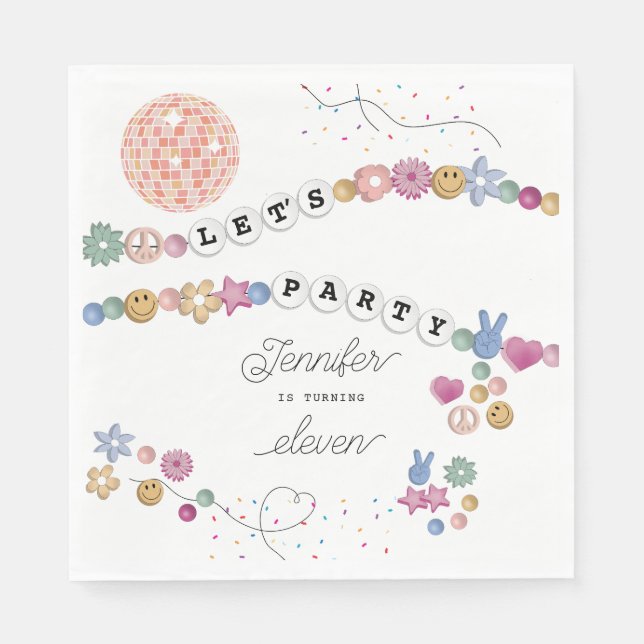 Friendship Bracelet Girl Jewellery Birthday Party Napkin (Front)