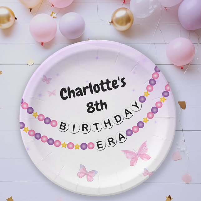 Friendship Bracelet Girls Birthday Era Party Paper Plate (Creator Uploaded)