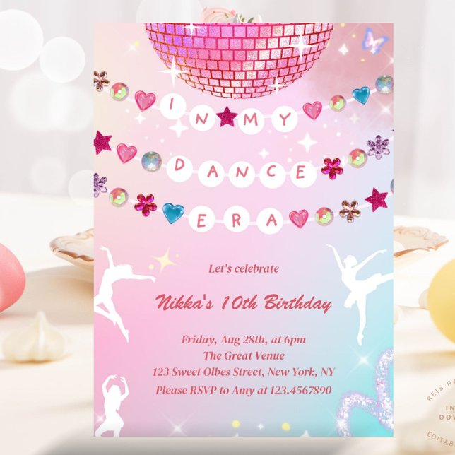 Friendship Bracelet In My  Dance Era Ballet Invitation (In my Dance Era Birthday Invitation)