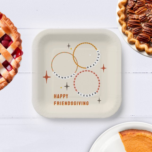 Friendship Bracelets Friendsgiving Thanksgiving Paper Plate (Creator Uploaded)