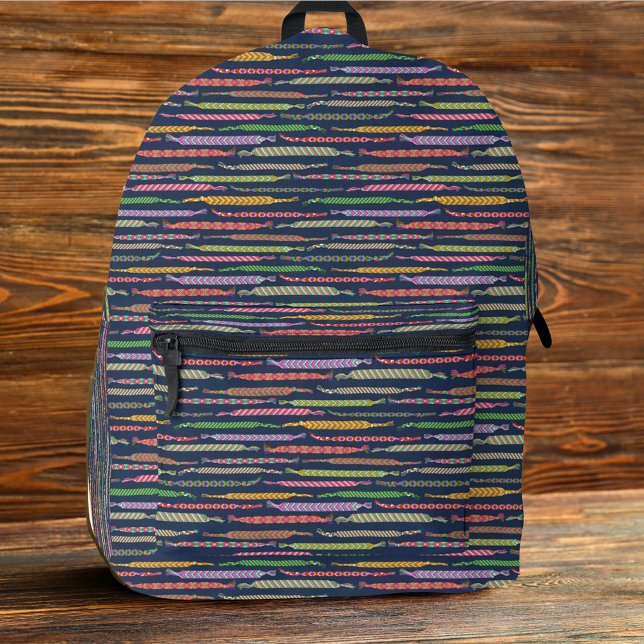 Friendship Bracelets Pattern on Navy Blue Printed Backpack (Creator Uploaded)