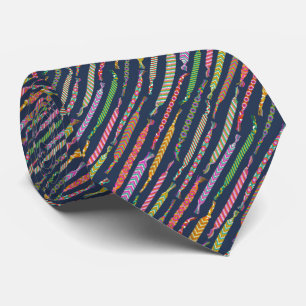 Friendship Bracelets Pattern on Navy Blue Tie