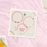 Friendship Bracelets Red & Pink Birthday Napkin<br><div class="desc">Illustration of a beaded friendship bracelet with "let's party",  "HBD",  and "Bday Girl" text over off white background.  Personalize the text at centre.</div>