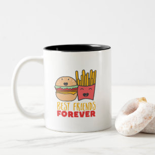 Friendship Burger and Fries Best Friends Forever Two-Tone Coffee Mug