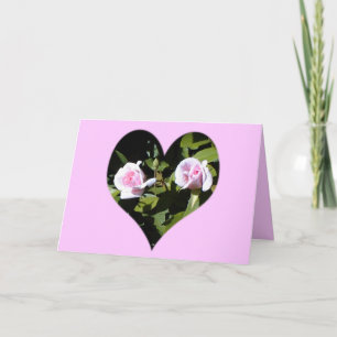 Friendship Card wth twin roses in heart.