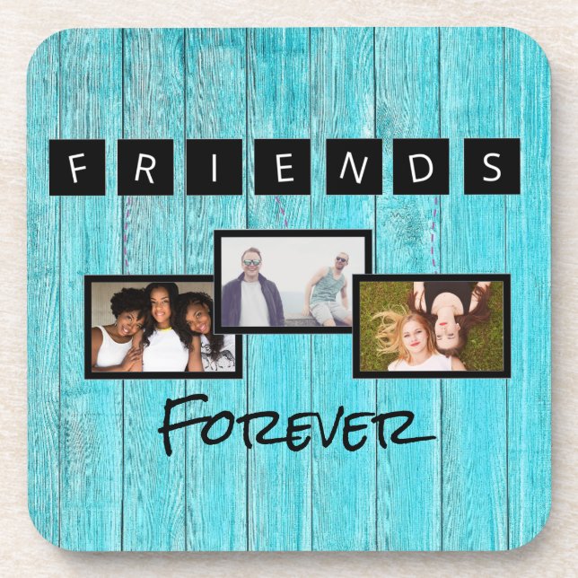 Friendship day personalized template photo collage coaster (Front)