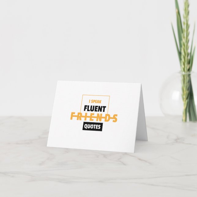 Friendship day speak fluent friends quotes thank you card (Front)
