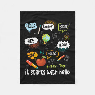 Friendship Inclusion Language Teacher It Starts Wi Fleece Blanket