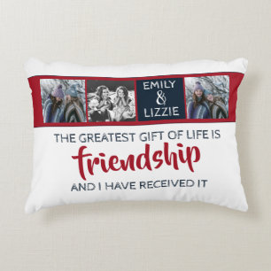 Friendship inspirational with names and photos accent pillow