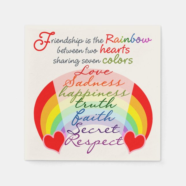 Friendship is the rainbow BFF Saying Design Napkin (Front)