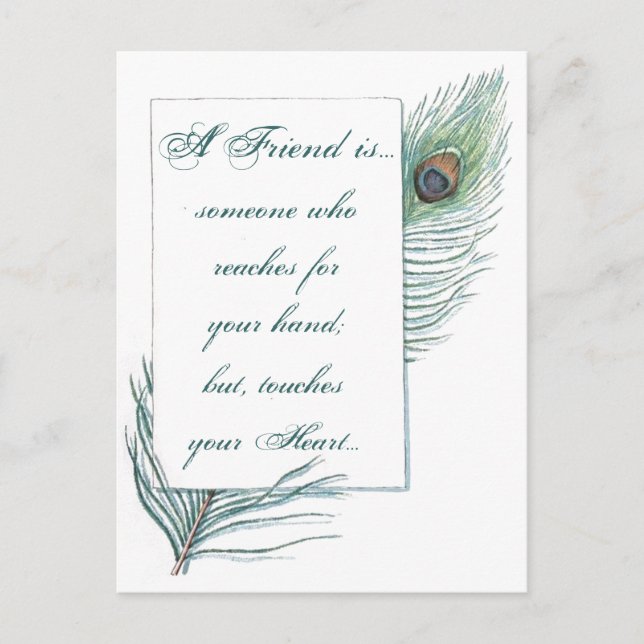 Friendship Love Quote Inspirational Peacock Postcard (Front)