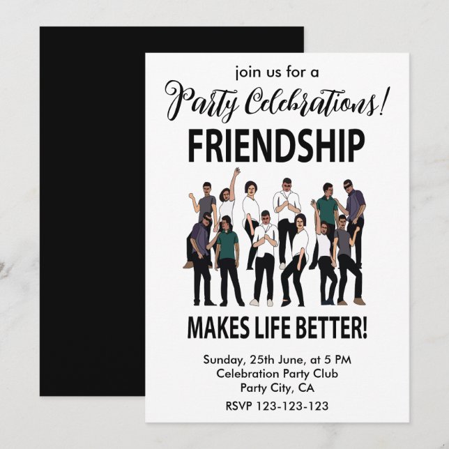 Friendship Makes Life Better Friendship Party Invitation (Front/Back)