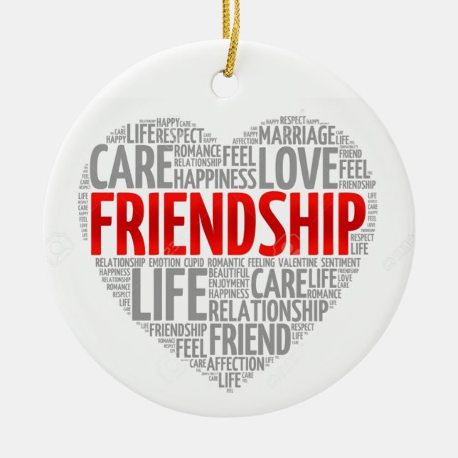 FRIENDSHIP/MERRY CHRISTMAS ON OTHER SIDE     CERAMIC ORNAMENT (Front)