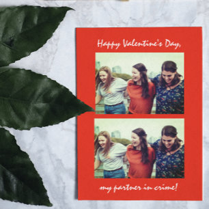 Friendship Partner in Crime Funny Valentines day Foil Greeting Card