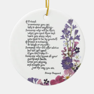 Friendship poem ceramic ornament
