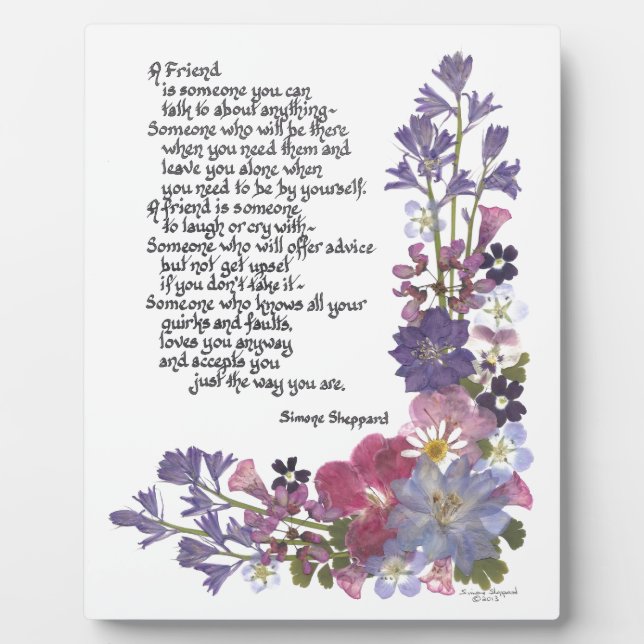 Friendship poem plaque (Front)