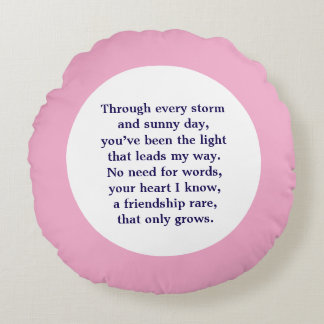 Friendship Poem Round Pillow