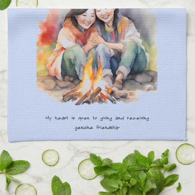 Friendship Positive Affirmation Kitchen Towel (Folded)