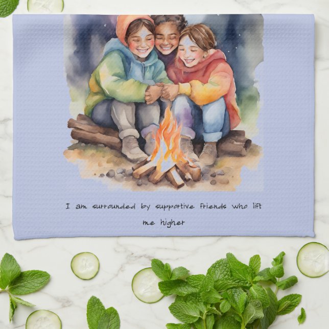 Friendship Positive Affirmation  Kitchen Towel (Folded)