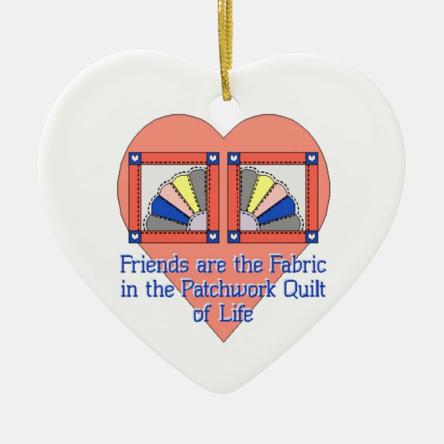 Friendship Quilt Ceramic Ornament (Front)