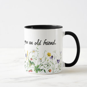 Friendship Quote and Wildflowers On White Mug