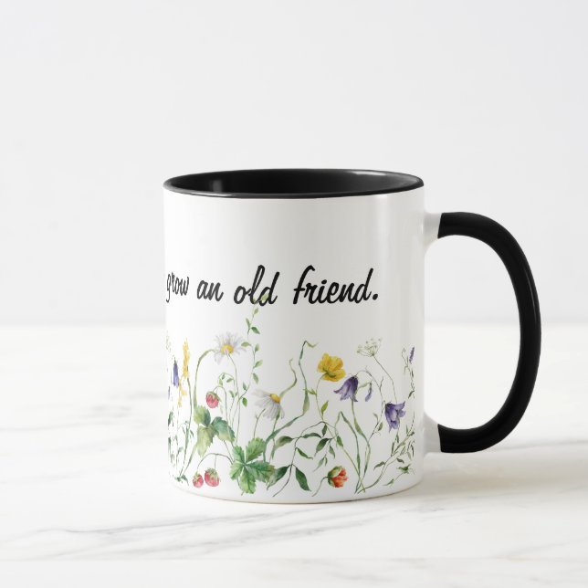 Friendship Quote and Wildflowers On White Mug (Right)