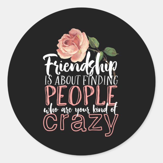 Friendship Quote Cool Crazy Best Friends Classic Round Sticker (Front)