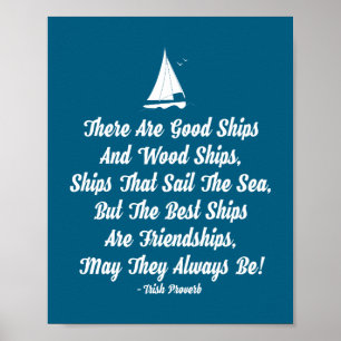 Friendship quote good ships seagulls Irish Saying Poster