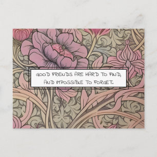 Friendship Quote Vintage Floral Pattern Postcard