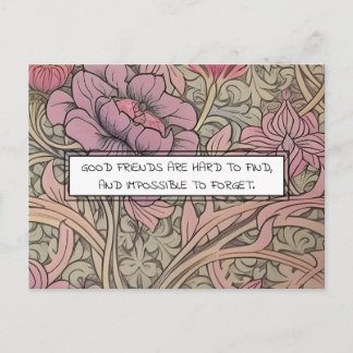 Friendship Quote Vintage Floral Pattern Postcard