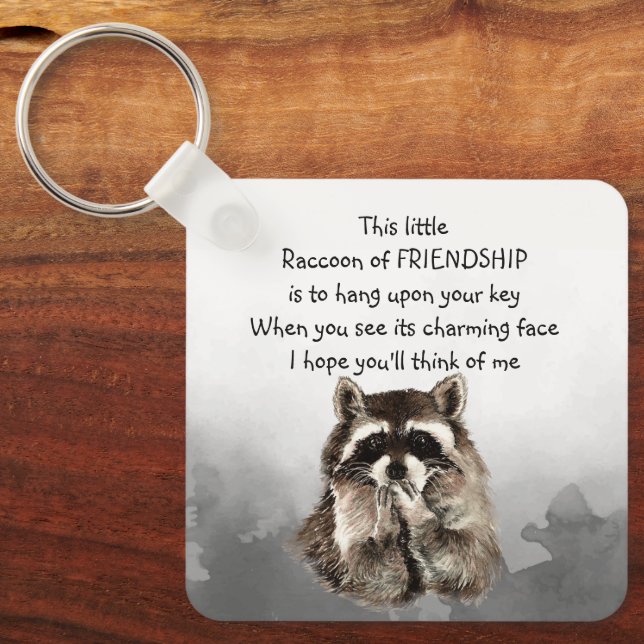 Friendship Raccoon Think of Me Customized Keychain (Front)