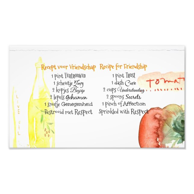 Friendship recipe photo print (Front)