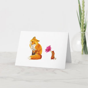 Friendship Red Fox and Mouse Greeting Card