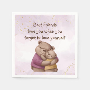 Friendship Teddy Bear Love you Inspirational  Napkin