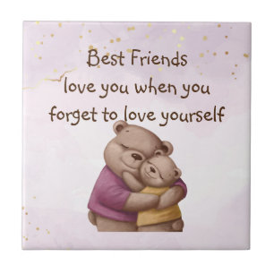 Friendship Teddy Bear Love you Inspirational   Tile