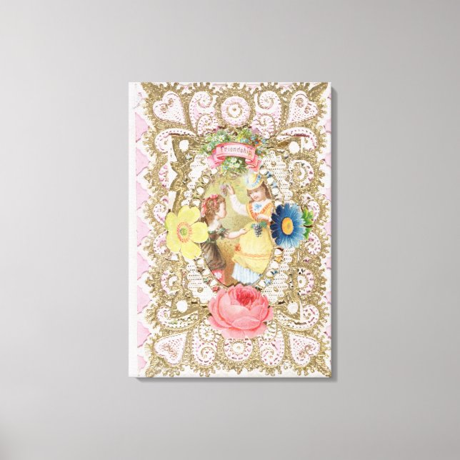 Friendship, Valentine card, c.1870 (colour litho o Canvas Print (Front)