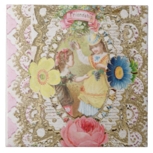 Friendship, Valentine card, c.1870 (colour litho o Tile