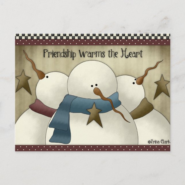 Friendship Warms the Heart Snowmen Postcards (Front)