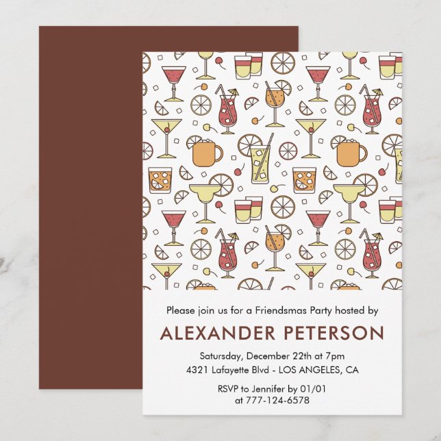 Friendsmas invitations Cocktail Pattern  (Front/Back)
