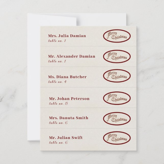 Friendsmas Jolliest Christmas Dinner Place Cards (Front)