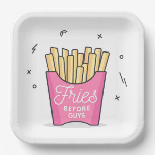 Fries Before Guys Paper Plate
